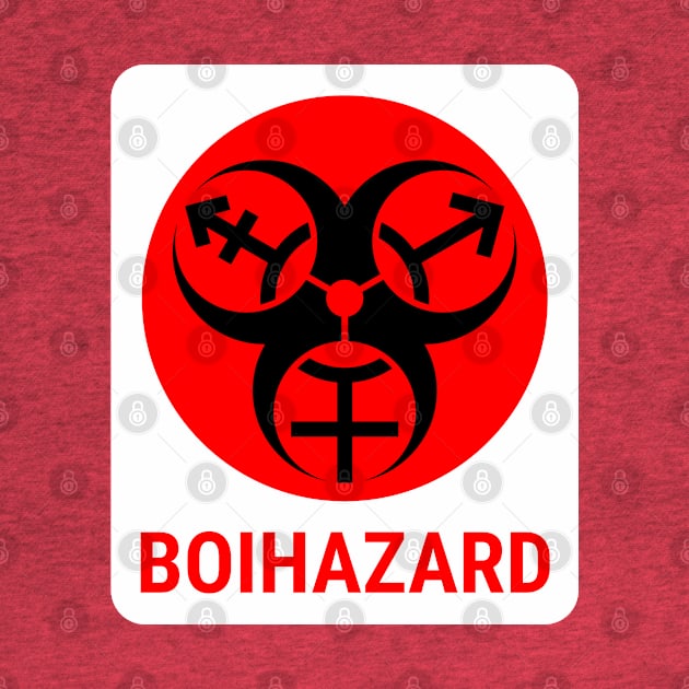 "BOI HAZARD" - Label Style - Red by GenderConcepts